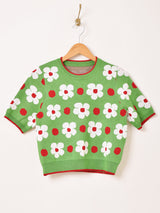 【2色展開】Meridian 花柄 半袖セーター