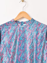 【4色展開】Emerald Motel 総柄 バルーンスリーブ ベロア ブラウス