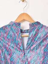 【4色展開】Emerald Motel 総柄 バルーンスリーブ ベロア ブラウス