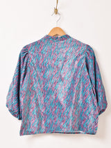 【4色展開】Emerald Motel 総柄 バルーンスリーブ ベロア ブラウス