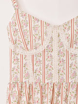 【2色展開】Meridian 花柄 レース キャミソールワンピース