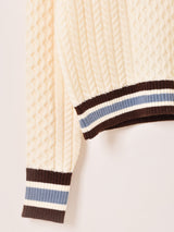 【2色展開】Meridian ラインデザイン ケーブル編みセーター