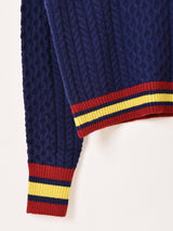 【2色展開】Meridian ラインデザイン ケーブル編みセーター