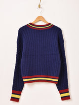 【2色展開】Meridian ラインデザイン ケーブル編みセーター