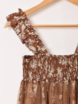 【3色展開】Meridian 花柄 シフォン×チュール キャミソールワンピース