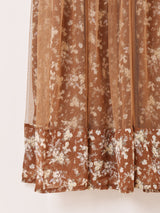 【3色展開】Meridian 花柄 シフォン×チュール キャミソールワンピース