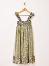 【3色展開】Meridian 花柄 シフォン×チュール キャミソールワンピース