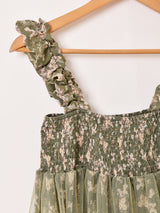 【3色展開】Meridian 花柄 シフォン×チュール キャミソールワンピース