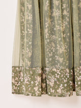 【3色展開】Meridian 花柄 シフォン×チュール キャミソールワンピース