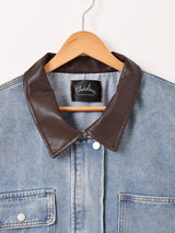 【2色展開】Meridian レザーカラー デニムジャケット