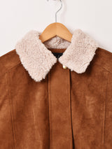 【2色展開】Meridian ボアカラー フェイクスエード ジャケット