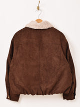 【2色展開】Meridian ボアカラー フェイクスエード ジャケット