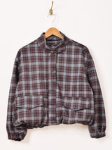 【2色展開】Elcamino チェック柄 フェイクスエード ショートブルゾン