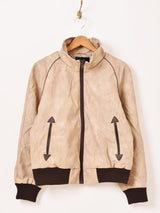 【2色展開】Meridian リブ フェイクレザージャケット