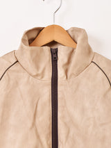 【2色展開】Meridian リブ フェイクレザージャケット