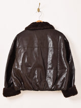 【2色展開】Meridian ボアカラー フェイクレザージャケット