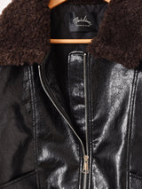 【2色展開】Meridian ボアカラー フェイクレザージャケット