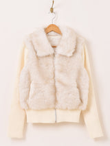 【2色展開】Meridian 2way フェイクファー ニットジャケット