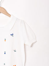 【2色展開】「Meridian」花刺繍 サマーニット ポロセーター