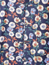 【2色展開】Elcamino 花柄 チャイナデザイン 半袖シャツ ネイビー