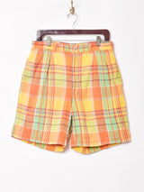 チェック柄 コットン ショートパンツ W32
