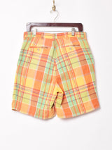 チェック柄 コットン ショートパンツ W32