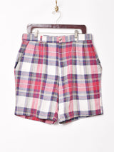 アメリカ製 チェック柄 コットン ショートパンツ W34