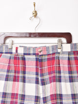 アメリカ製 チェック柄 コットン ショートパンツ W34