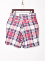 アメリカ製 チェック柄 コットン ショートパンツ W34