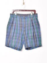 チェック柄 コットン ショートパンツ W34