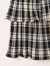 【3色展開】Meridian チェック柄 ミディ ラッフルスカート