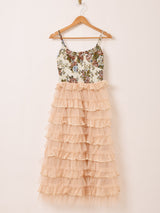 Elcamino ゴブラン×チュール フリル キャミソールワンピース