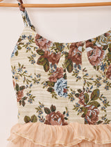 Elcamino ゴブラン×チュール フリル キャミソールワンピース