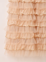 Elcamino ゴブラン×チュール フリル キャミソールワンピース