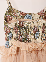 Elcamino ゴブラン×チュール フリル キャミソールワンピース