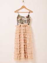 Elcamino ゴブラン×チュール フリル キャミソールワンピース