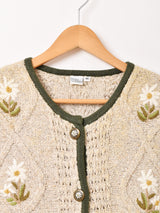 花刺繍 チロリアンニットベスト