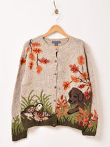 アニマル 犬&鳥 カーディガン