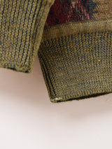 総柄 乗馬&ペイズリー Vネック カーディガン