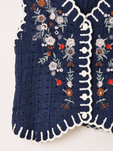 【2色展開】Elcamino フラワー刺繍 クロシェベスト
