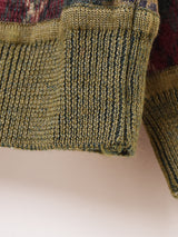 総柄 乗馬&ペイズリー Vネック カーディガン