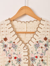 【2色展開】Elcamino フラワー刺繍 クロシェベスト