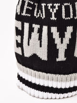 【2色展開】ポンポン付き ロゴ ニットキャップ「NEW YORK」