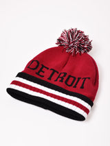 【3色展開】ポンポン付き ロゴ ニットキャップ「DETROIT」