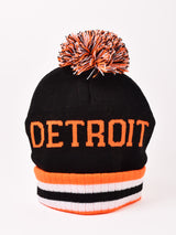 【3色展開】ポンポン付き ロゴ ニットキャップ「DETROIT」