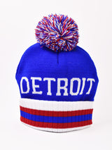 【3色展開】ポンポン付き ロゴ ニットキャップ「DETROIT」