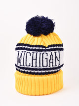 【2色展開】ポンポン付き ロゴ ニットキャップ「MICHIGAN」