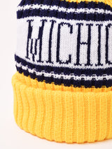 【2色展開】ポンポン付き ロゴ ニットキャップ「MICHIGAN」
