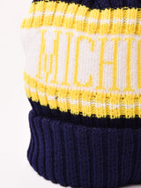 【2色展開】ポンポン付き ロゴ ニットキャップ「MICHIGAN」