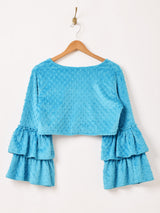 【2色展開】Meridian ミンキードット ラッフルスリーブ 長袖ブラウス